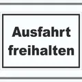 Produktbild: Ausfahrt freihalten Schild schwarz-weiß A3 Rückseite selbstklebend