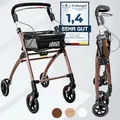 Produktbild: Casa Soft Braun Rollator schmal für Wohnung & Innenbereich, faltbar & leicht, 5 kg I höhenverstellbarer Wohnungsrollator von Lösch Reha I zuverlässige Gehhilfe für Senioren
