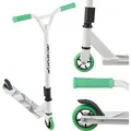 Produktbild: ArtSport Stunt Scooter Futuristic - Trick Roller für Kinder & Jugendliche - 360° Lenker, 100 mm Alu Räder - Tretroller Weiß Grau Mintgrün - Weiß/Grün