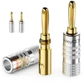Produktbild: deleyCON 4x Bananenstecker vergoldet schraubbar Lautsprecherkabel 4mm Receiver