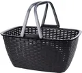 Produktbild: Koopman Einkaufskorb Tragekorb Kunststoff 23 L Rattan Optik 1/2/4/8 er Set, 1er Set, 23 Liter, Kunststoff, Rattan-Optik, Tragegriff Schwarz