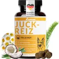 Produktbild: Schnüffelfreunde Juckreiz Drops für Hunde I bei trockener Haut & Schuppen I unterstützt Fell & Haut beim Hund von innen I mit Schwarzkümmelöl, Kokosöl, Kamille (150g - ca. 180 Stück)