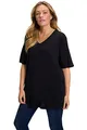 Produktbild: Ulla Popken Damen große Größen Übergrößen Plus Size T-Shirt, Basic, Relaxed Fit, V-Ausschnitt, Halbarm schwarz 66+ 515283100-66+