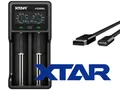 Produktbild: Xtar VC2 SL - Ladegerät für Li-Ion Akkus 3,6V - 3,7V und NIMH Akkus mit USB Kabe