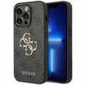 Produktbild: Handyhülle Case iPhone 15 Pro Max Guess Kunstleder grau mit goldfarbenem Logo