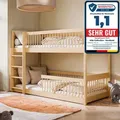 Produktbild: Kinderbett Hochbett Etagenbett 80x180 | 90x190 | 90x200 cm, mit abgerundeten Kanten und umbaubar zu 2 Betten​ 80x180 cm von 3. bis 12. Lebensjahr... - Naturbelassen