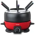 Produktbild: H.Koenig Raclette und Fondue-Set ALP1800 elektrisches Fondue-Set, schwarz-rot für 6 Personen, 800 W rot|schwarz