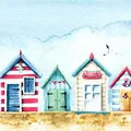 Produktbild: 20 Servietten Beach Houses Strandhütten Strand Meer Karibisch blau Deko 33x33cm