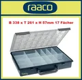 Produktbild: RAACO Sortimentskasten B 338 x T 261 x H57mm 17 Fächer schlagfestes Polypropylen