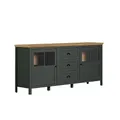 Produktbild: trendteam smart living - Stanton - Sideboard - Tannengrün/Evoke Eiche - Schrank mit 4 Fächern und 3 Vollauszug Schubladen - (BxHxT) 185 x 86 x 45 cm - Landhausstil