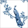 Produktbild: Ambiente Servietten Royaler Pfau weiß / blau 33x33 cm