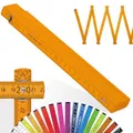 Produktbild: Metrie™ Zollstock – Gliedermaßstab 2m | Meterstab, Maßstab – Hellorange – Duplex Teilung, Hergestellt in der EU | Buchenholz & Stahlgelenke | für Handwerker | BLOCK 52 – 1 Stück