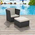 Produktbild: vidaXL Gartensessel mit Fußhocker Poly Rattan Schwarz