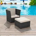 Produktbild: vidaXL Gartensessel mit Fußhocker Poly Rattan Schwarz 41981
