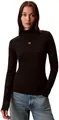 Produktbild: Calvin Klein Damen Langarmshirt Woven Turtleneck mit Rollkragen, Schwarz (Black), XS
