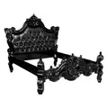 Produktbild: Barock Bett Barocco Schwarz Croco Lederoptik / Schwarz mit Bling Bling Glitzersteinen 180 x 200 cm aus der Luxus Kollektion von Casa Padrino