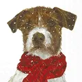 Produktbild: Papierservietten, Motiv Archie Hund in einem roten Schal, für Weihnachten, Winter, 33 cm, quadratisch, 20 Stück