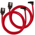 Produktbild: Corsair Premium Ummantelte SATA III Kabel 90° Stecker (2er Pack) - Rot