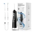 Produktbild: Denta-M DM14 Munddusche – Kabelloser Water Flosser mit 4 Modi & 4 Aufsätzen – Zahndusche für Zahnreinigung – IPX7 wasserdicht – 310 ml Tankvolumen (Edition Black)