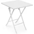 Produktbild: Relaxdays Gartentisch klappbar BASTIAN quadratisch H x B x T: 74 x 61,5 x 61,5 cm, Metall, Kunststoff, Rattan-Optik, weiß