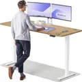 Produktbild: Desktronic HomePro Elektrisch höhenverstellbarer Schreibtisch 200x80cm Massive Eiche/Weißmit Memory-Funktion, Anti-Kollisions Technologie, USB-A und USB-C-Ladeanschlüssen