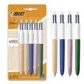 Produktbild: BIC 4 Farben Kugelschreiber Set 4 Colours Wood Effect 5er Pack in Holzoptik n...