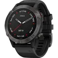 Produktbild: Garmin Fenix GPS-Uhr, 6 Sapphire, Multisport, Carbon-Grau mit schwarzem Band, 47mm