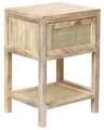 Produktbild: Nachttisch Rattan Paulowniaholz heller Holzfarbton mit Schublade Rustikal Esto