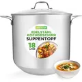 Produktbild: NutriChef Kochtopf groß, 18L- Suppentopf, Kochtopf Induktion- mit Glasdeckel, 31cm, Edelstahl mattiert, XXL- Stainless Steel Pot, ideal für Suppen