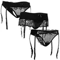 Produktbild: Fabio Farini verführerische Damen Strumpf-Halter Strapsgürtel Lingerie Lingerie in verschiedenen Designs und Farben 3X Schwarz 36-38
