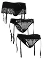 Produktbild: Fabio Farini String Sexy Strapse Panty für Frauen - Damen Strumpfhalter Höschen (Packung, 3-St) mit Strumpfhalter und Spitze