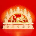 Produktbild: SIKORA LB-MINI Mini Schwibbogen aus Holz mit LED Beleuchtung - viele Motive, Farbe:Motiv Waldszene mit Sterthaler