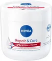 Produktbild: NIVEA Repair & Care Creme, feuchtigkeitsspendende & nicht fettende Körpercreme, schnell einziehende Lotion mit Vitamin E & Glycerin, für sehr trockene & raue Haut (400 ml)