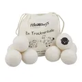 Produktbild: Relaxdays Trocknerbälle 8er Set, Schafwolle, Trocknerkugeln für Wäschetrockner, umweltschonend, schnelles Trocknen, weiß