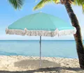 Produktbild: Sonnenschirm BALI Türkis mit Fransen UV Schutz Knickbar Erdspieß Ø 160cm