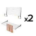 Produktbild: 2x Wand Wäscheständer, Wäscheständer für Wände, verschließbar Wäscheleine für drinnen und draußen in Aluminium und Stahl, Foxydry Fold 100 cm