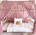 Produktbild: Baby Fancyroom Hausbett Himmel Betthimmel Altrosa für Kinderbett Kinderzimmer Baldachin Bettvorhang Betthimmel für Mädchen Prinzessin Zimmer (380cm, mit 5 goldenen Schmetterlingen)