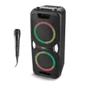 Produktbild: MEDION PE-1 Pure Partybox (Akku, mit Mikrofon, tragbarer Bluetooth Lautsprecher groß, Musikbox, Verschiedene Lichteffekte, Partylautsprecher mit Karaoke, 2 x Mikrofonanschluss, AUX, USB, Radio)