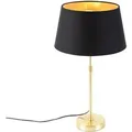 Produktbild: QAZQA Tischlampe Gold   Messing mit Schirm Schwarz mit Gold 32 cm Parte