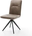 Produktbild: DELIFE Esszimmerstuhl Vinjo-Flex Mikrofaser Taupe Vintage Kreuzgestell kantig Schwarz