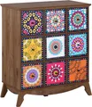 Produktbild: BELIANI Kommode Bunt Dunkles Holzfarbton MDF Platte Faserplatte 92 x 79 x 40 cm Boho Zeitgenössisch Marokkanischer Viel Schubladen Wohnzimmer
