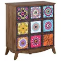 Produktbild: Kommode Bunt Dunkles Holzfarbton Mdf Platte Faserplatte 92 X 79 X 40 Cm Boho Zeitgenössisch Marokkanischer Viel Schubladen Wohnzimmer