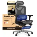 Produktbild: FLEXISPOT Ergonomischer Bürostuhl Schreibtischstuhl mit Fußstütze, 3D-Armlehnen, 3D-Kopfstütze, 5D-Rückenlehne, Atmungsaktiver Sitz Belastbar bis 136 kg Arbeitsstuhl, ErgoX, Dunkelgrau