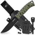 Produktbild: GREIFS® Outdoor-Messer aus D2 Stahl mit Kydex Holster und Feuerstahl, edles Survival Messer für die Bushcraft Ausrüstung, Jagdmesser, Schnitzmesser, Fahrtenmesser (Ranger/Olivgrün)