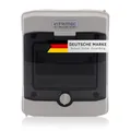 Produktbild: Intratec Sicherungskasten Aufputz, IP65 – Verteilerkasten außen, Feuchtraum-Verteiler für Garten, Keller, Garage und Außenbereich, 1-reihig, 6 Module, 201 x 165 x 120 mm, Grau