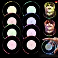 Produktbild: 8 Stück LED Untersetzer: Ø 10cm Leuchtuntersetzer Rund aus Acryl, Wasserdicht m