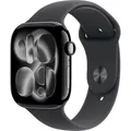 Produktbild: Apple Watch Series 11 GPS 46 mm Aluminiumgehäuse Sport Band Schwarz M/L