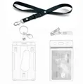 Produktbild: Ausweishülle mit Lanyard,Schlüsselanhänger, Clips, harter klarer Abzeichenhalter, Durchsichtige Kartenhülle,Badge Holder Karten für Ausweishalter,ausweishüllen, (1 Set Vertical)