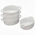 Produktbild: KVOTA 4-er Set MINI Auflaufformen ovale Ofen- Backform aus Keramik, Innenmaß ca.10,5x4x13,5cm, 300ml (Weiß). Ideal für kleine Portionen oder Dessert