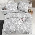 Produktbild: Bettwäsche-Set 135x200 cm. Kuschelig Weiche Baumwolle, Grau Bettbezug Weiß Geblümt Kissenbezug mit Reißverschluss, Destin